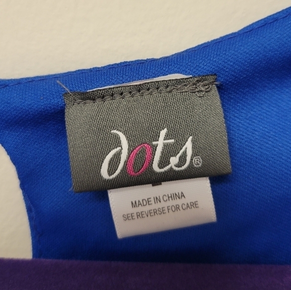 Dots Color Block Drape dress blue black L - Picture 5 of 7